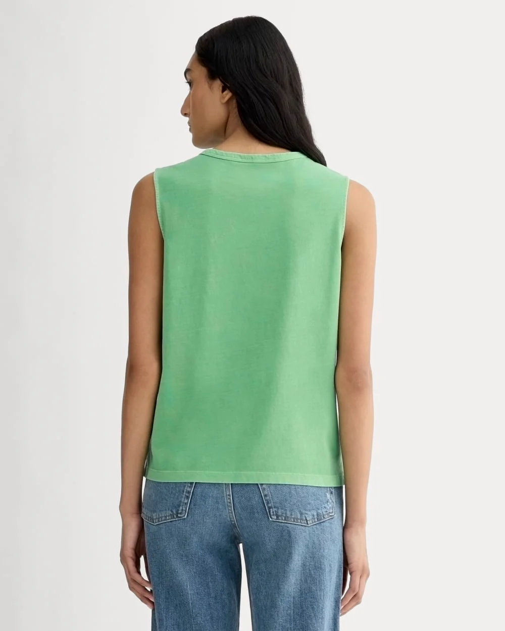 The Boyfriend Tank in Essential Cotton | Green Garment Dye - Image 4