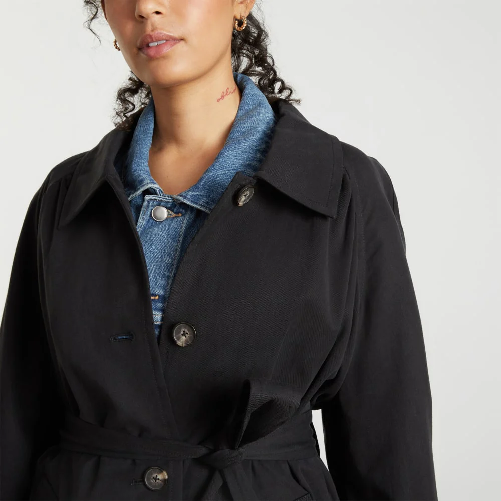 The Gathered Drape Trench | Black - Image 3