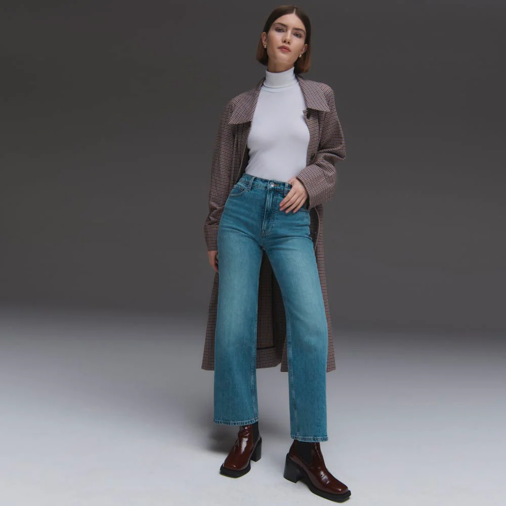 The Gathered Drape Trench | Blue / Brown Houndstooth - Image 9