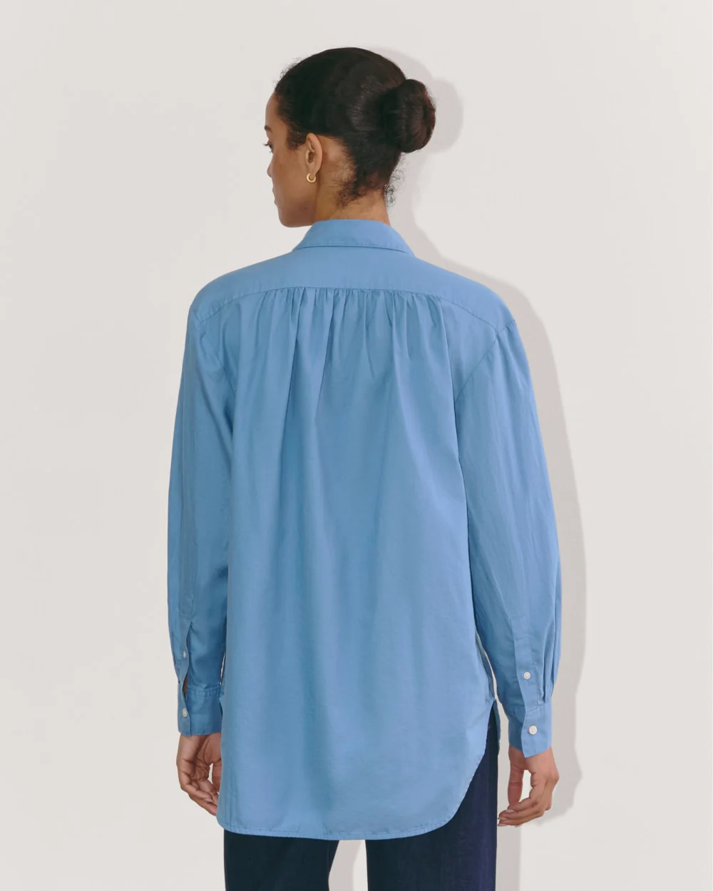 The Gathered Shirt in Silky Cotton | Bluebell - Image 5