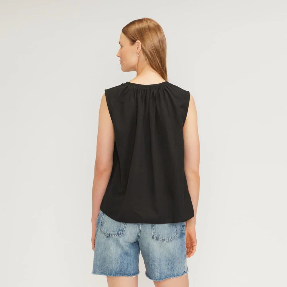 The Gathered Tie-Front Top | Black - Image 3