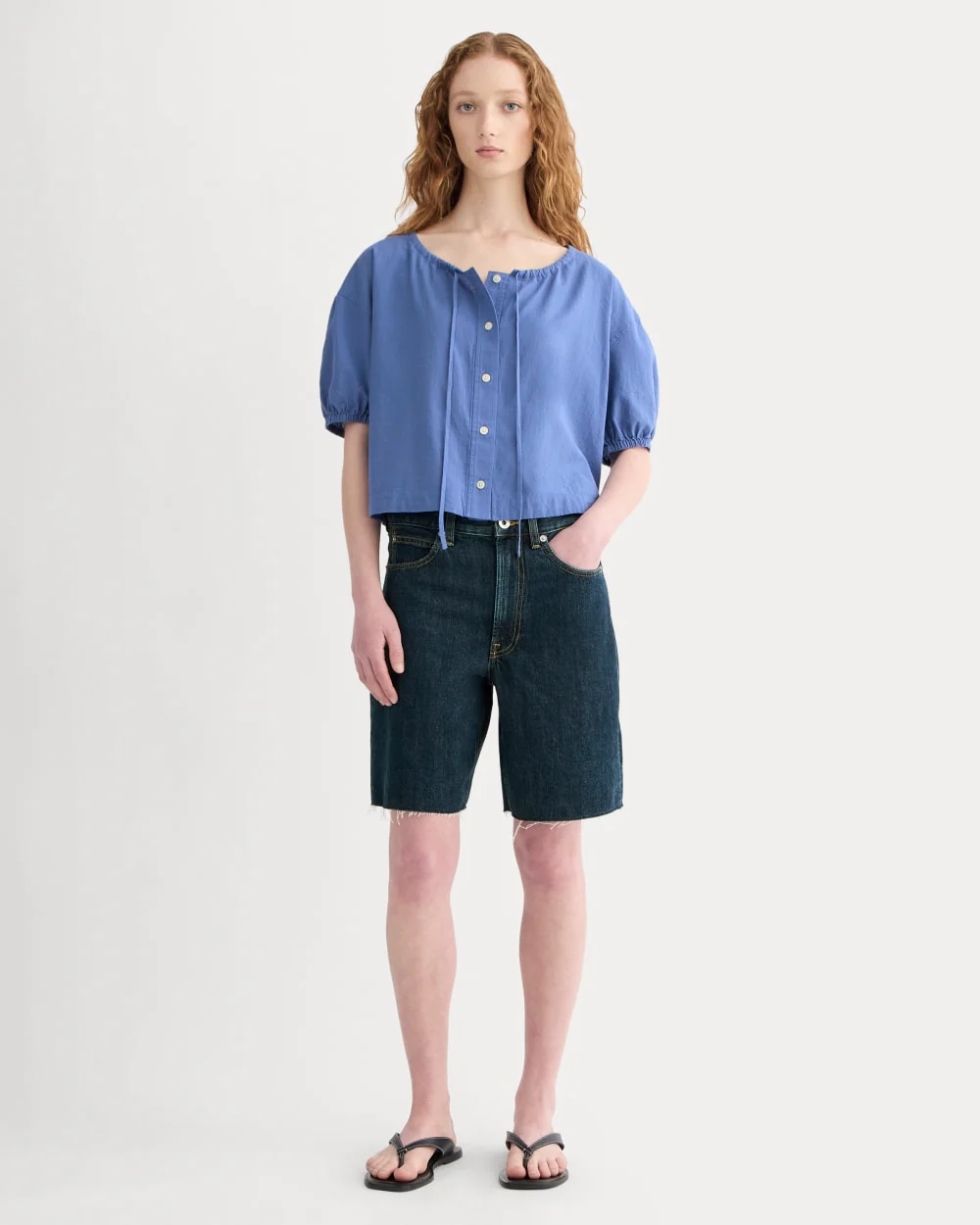 The Gauze Button-Up | Soft Cobalt - Image 3