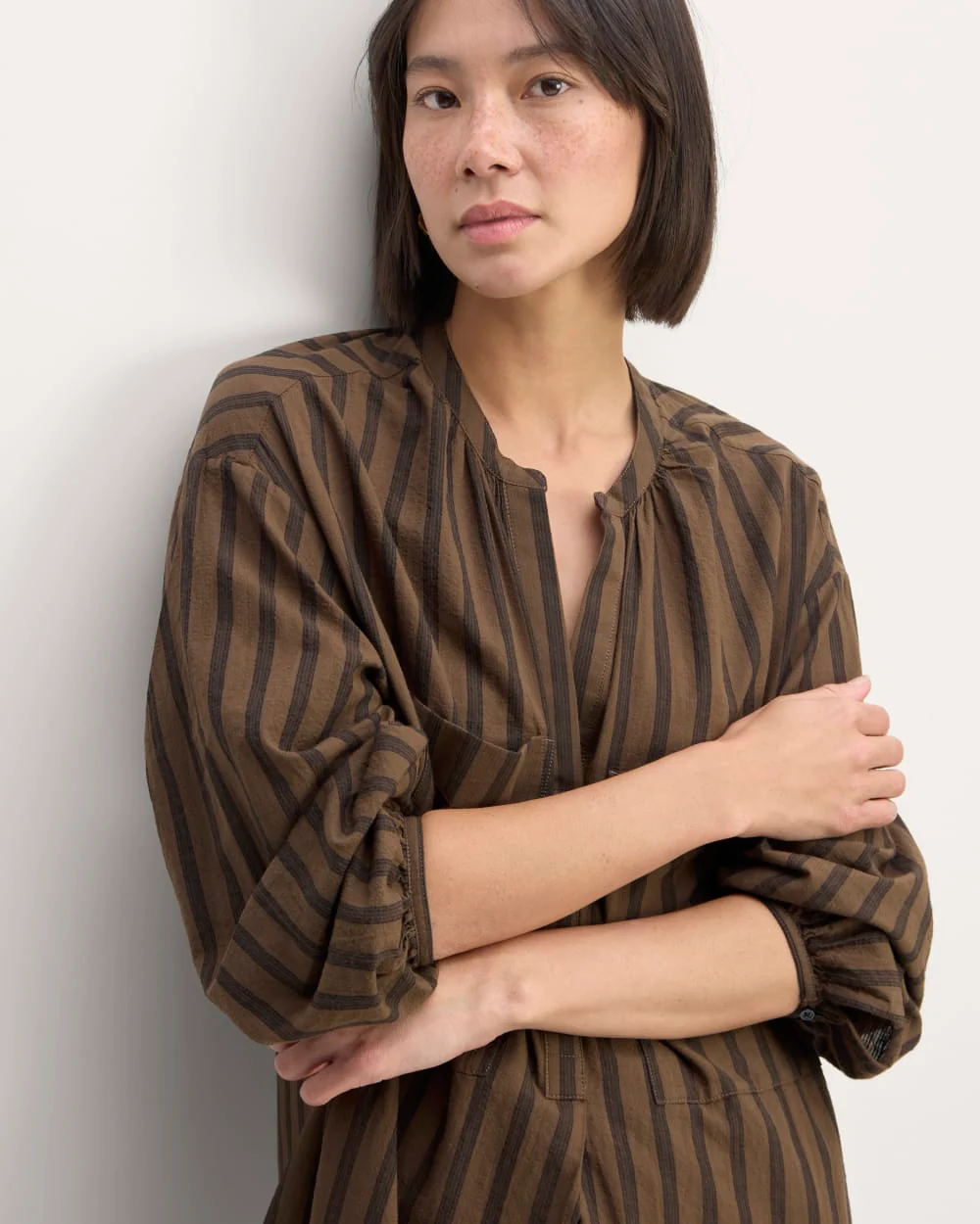 The Gauze Caftan Dress | Cocoa / Black - Image 3