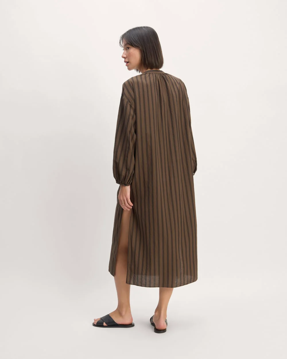 The Gauze Caftan Dress | Cocoa / Black - Image 6