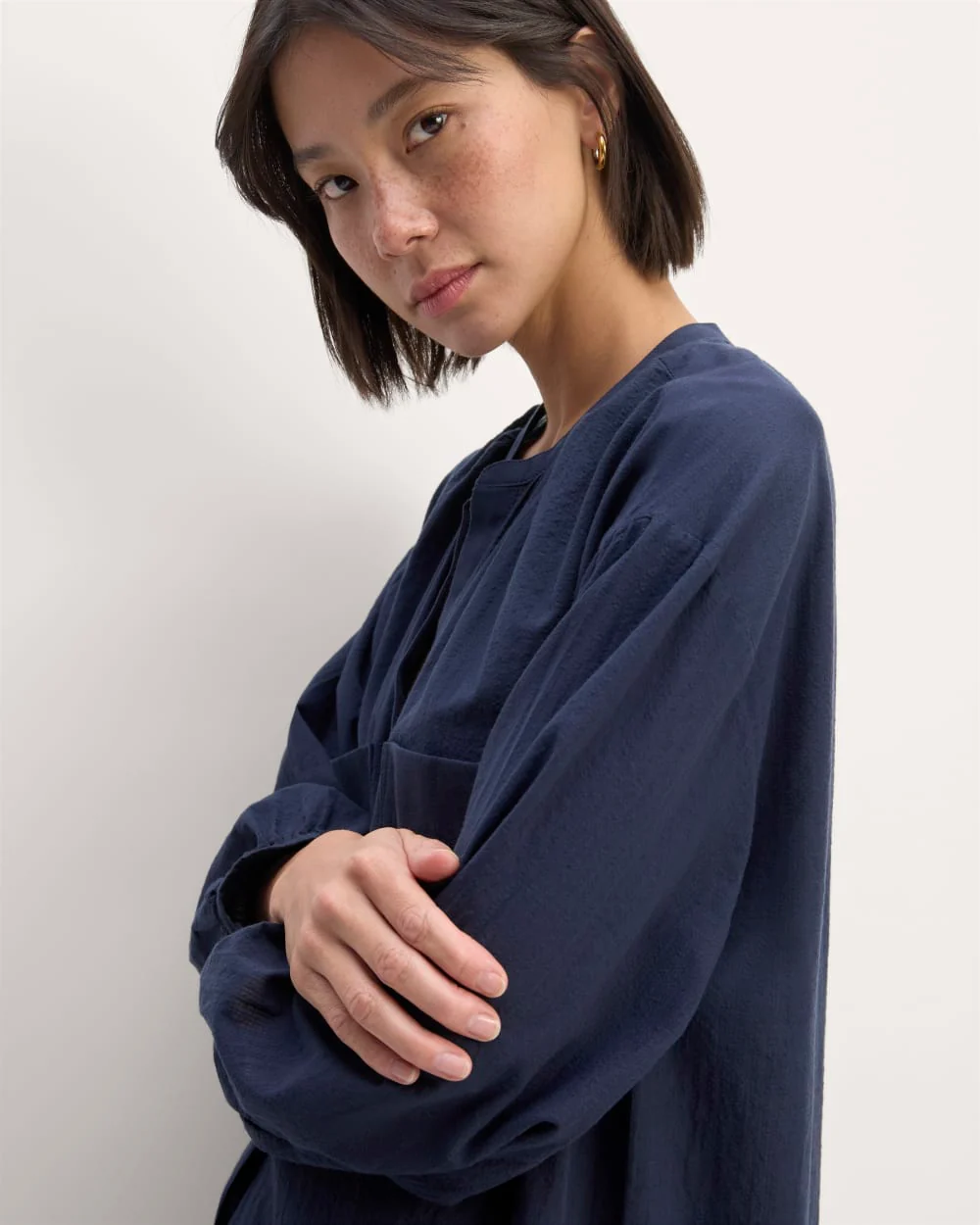The Gauze Caftan Dress | Navy - Image 4