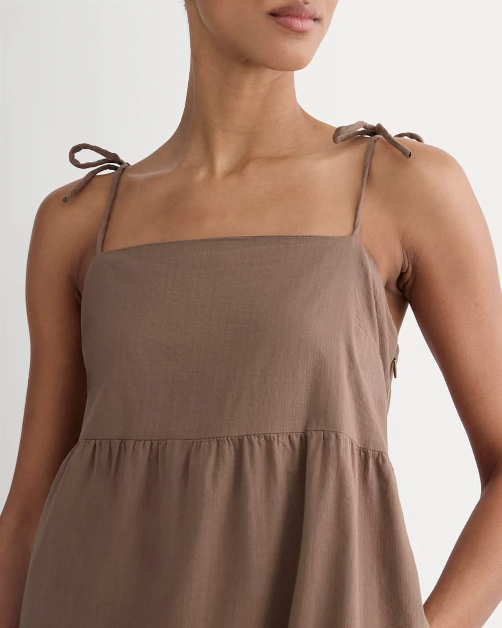 The Gauze Mini Tiered Dress | Mocha - Image 3