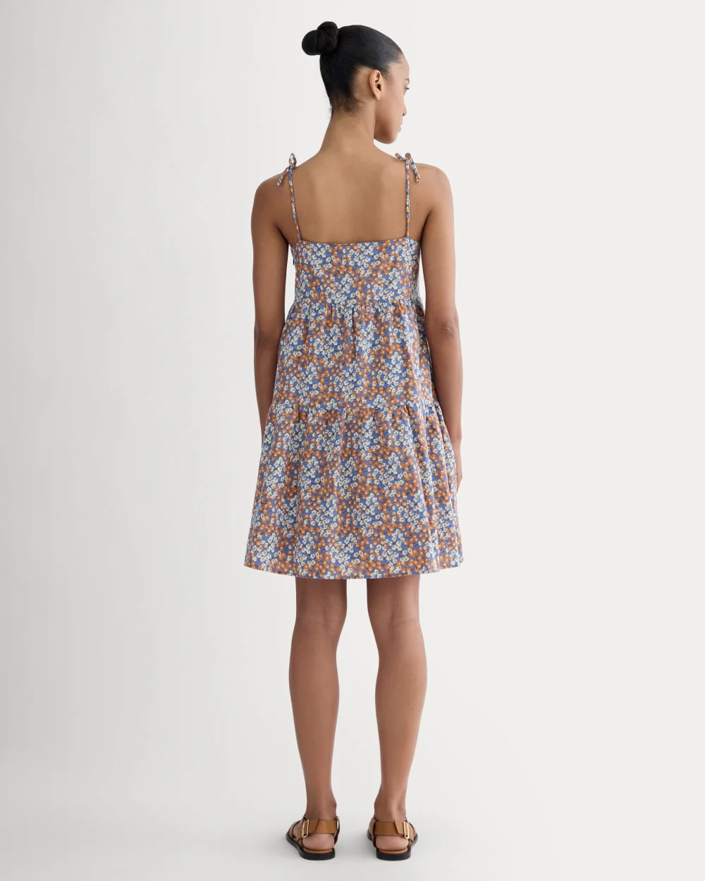 The Gauze Mini Tiered Dress | Soft Cobalt Floral - Image 4