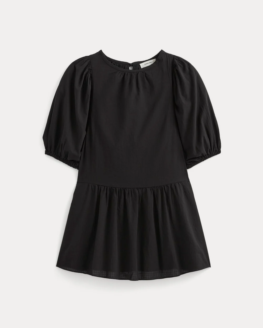 The Gauze Puff-Sleeve Mini Dress | Black - Image 2