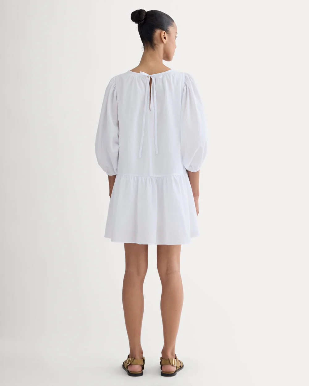 The Gauze Puff-Sleeve Mini Dress | White - Image 4