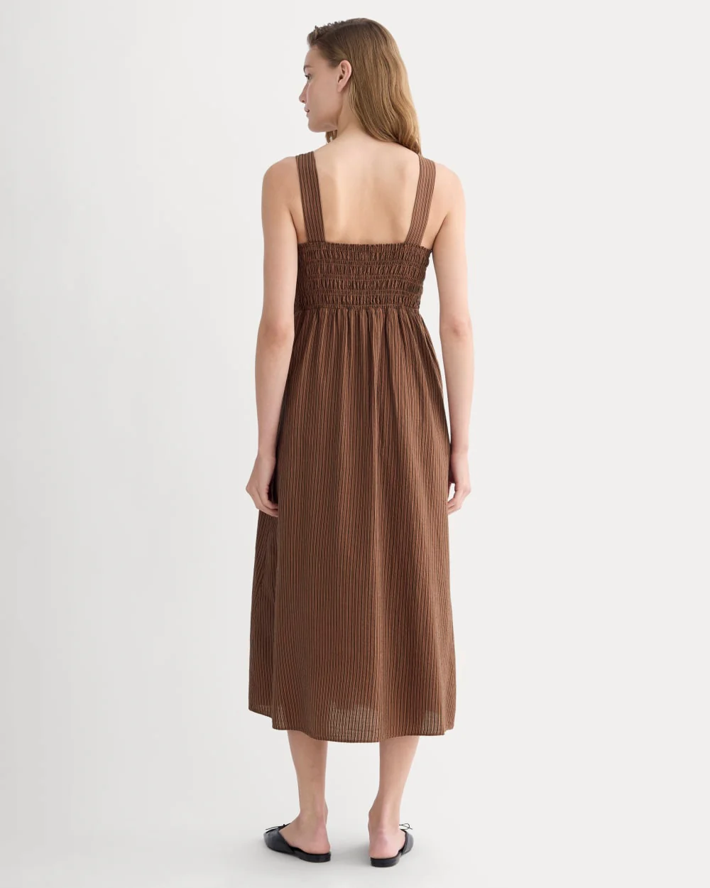 The Gauze Smock Dress | Carob Brown / Black - Image 4