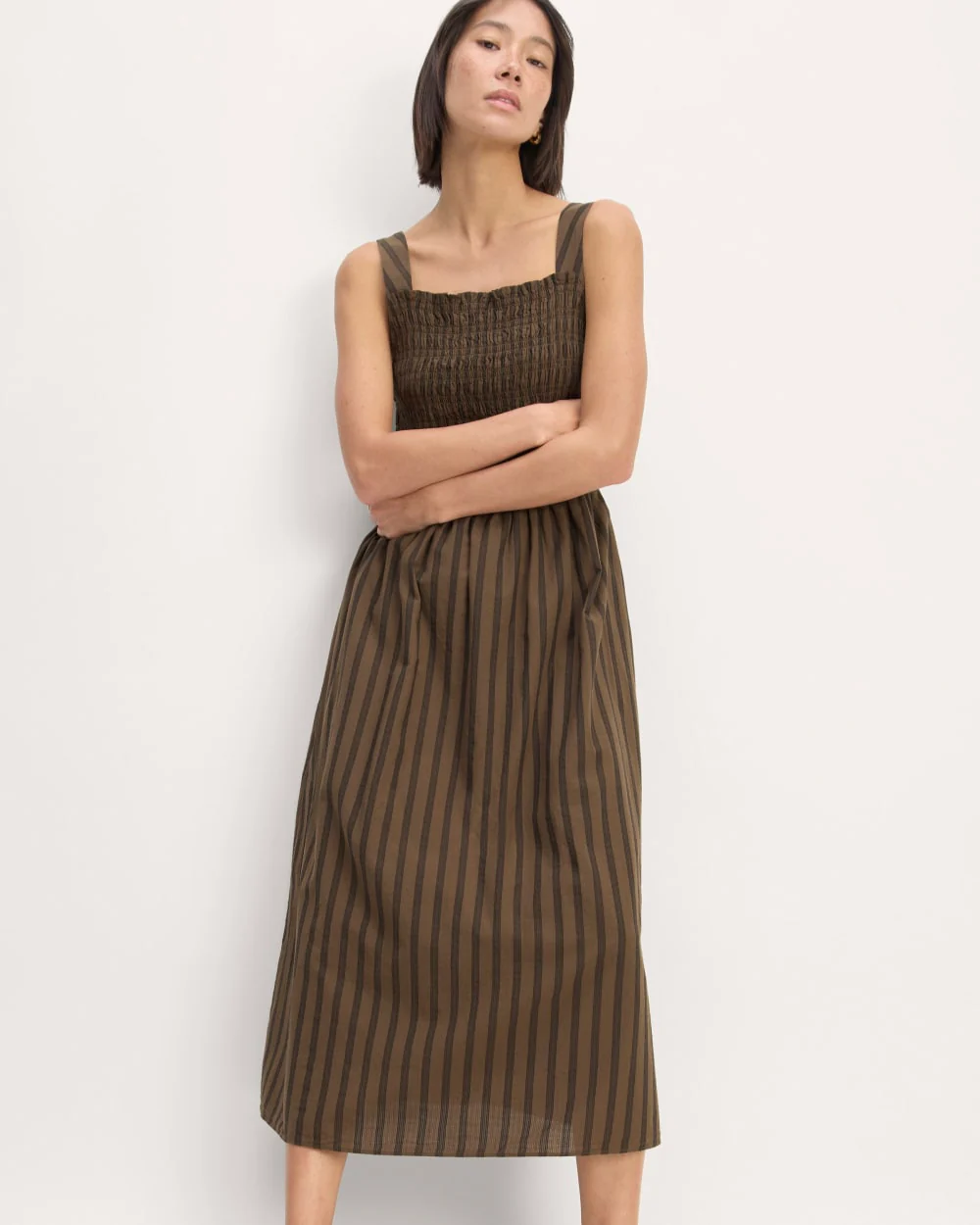The Gauze Smock Dress | Cocoa / Black - Image 3