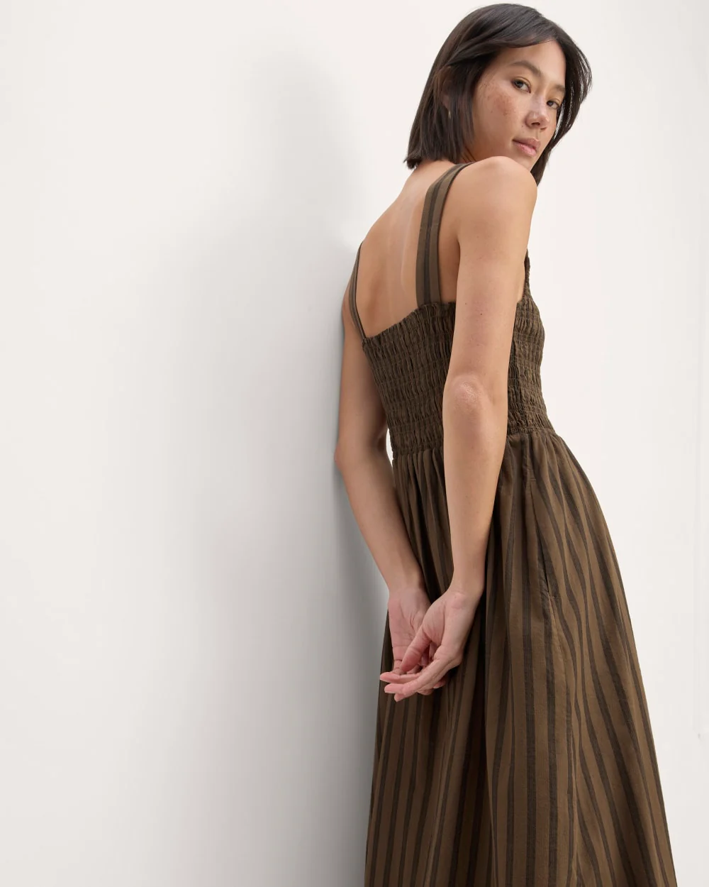 The Gauze Smock Dress | Cocoa / Black - Image 5