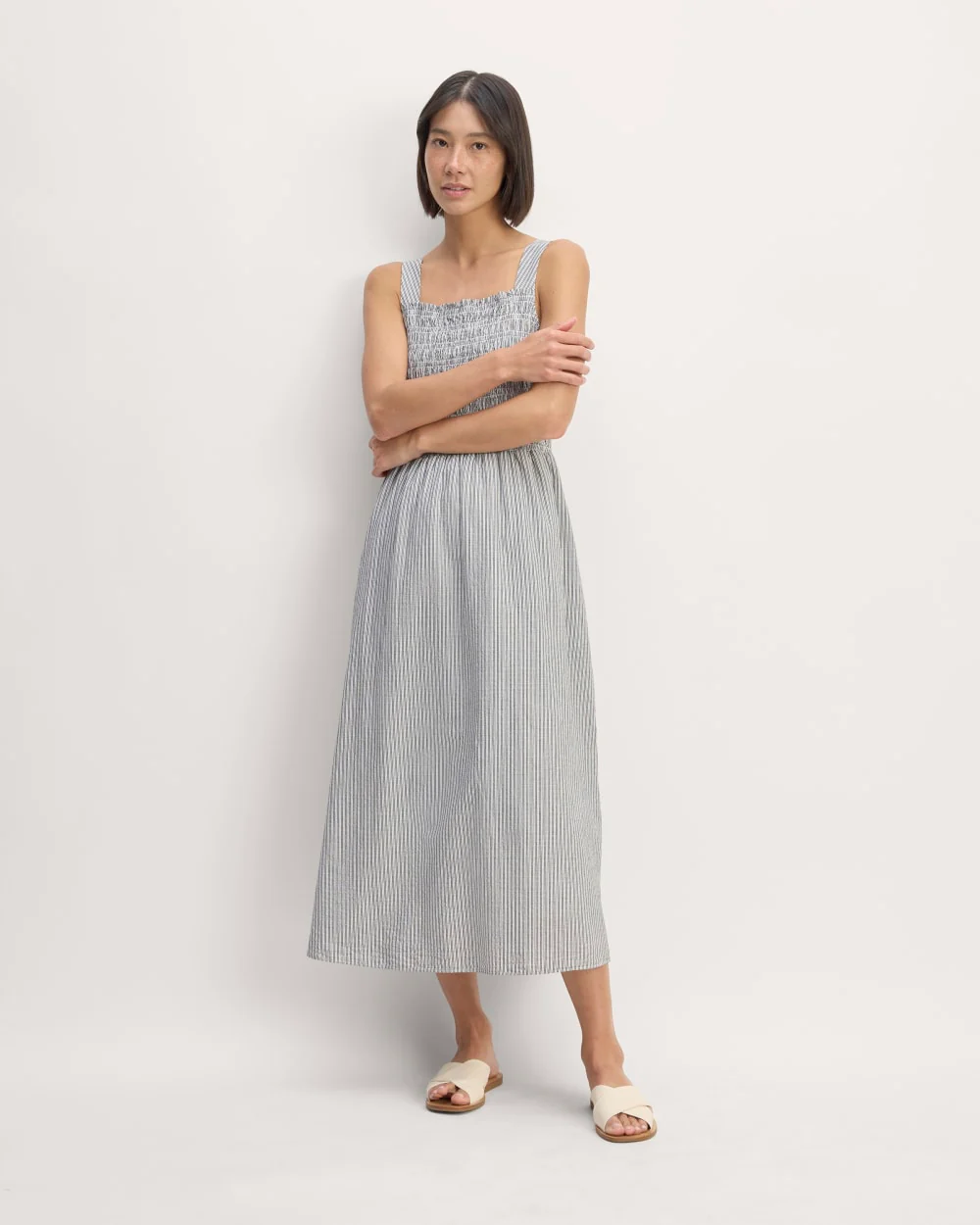 The Gauze Smock Dress | White / Black