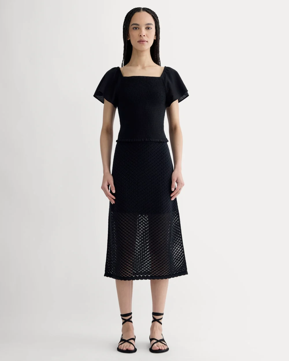 The Gauze Smocked Top | Black - Image 3