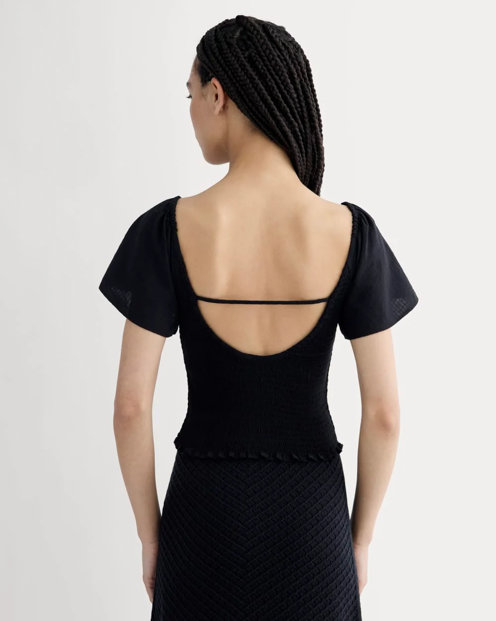 The Gauze Smocked Top | Black - Image 5
