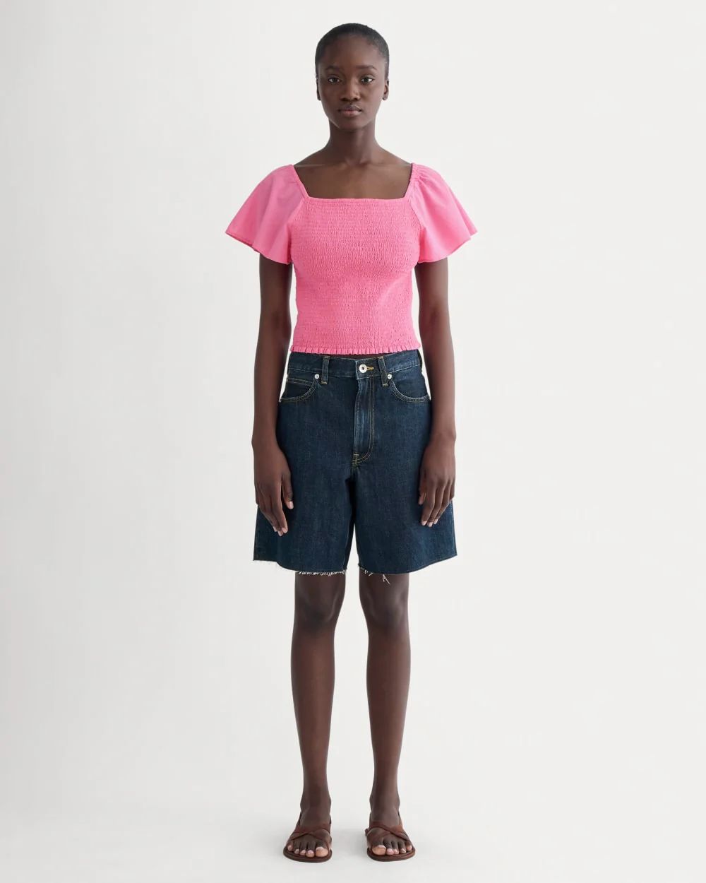 The Gauze Smocked Top | Deep Pink - Image 3