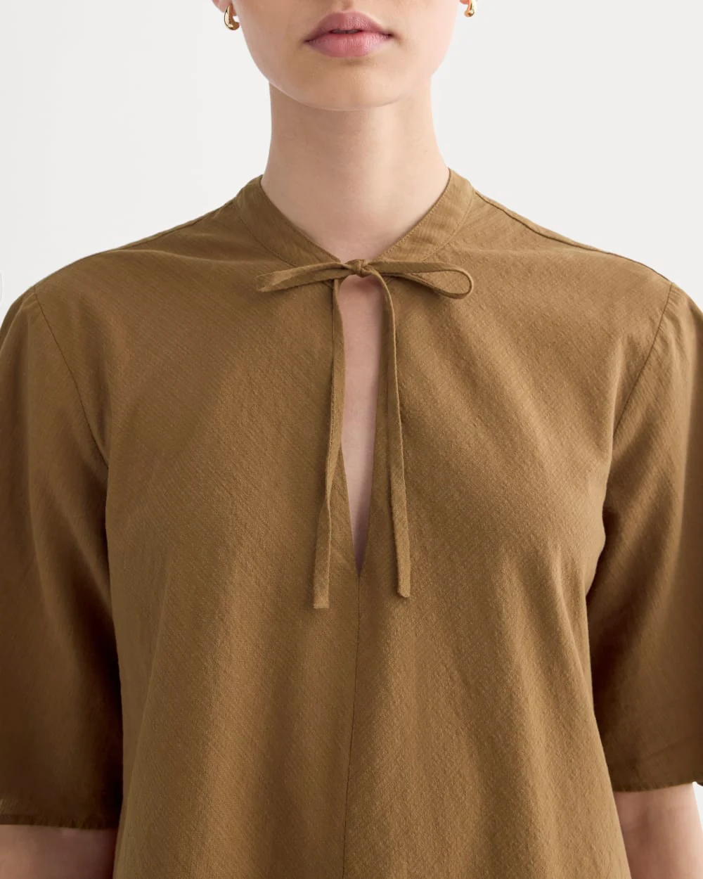 The Gauze Tie-Front Shirt | Toffee - Image 4