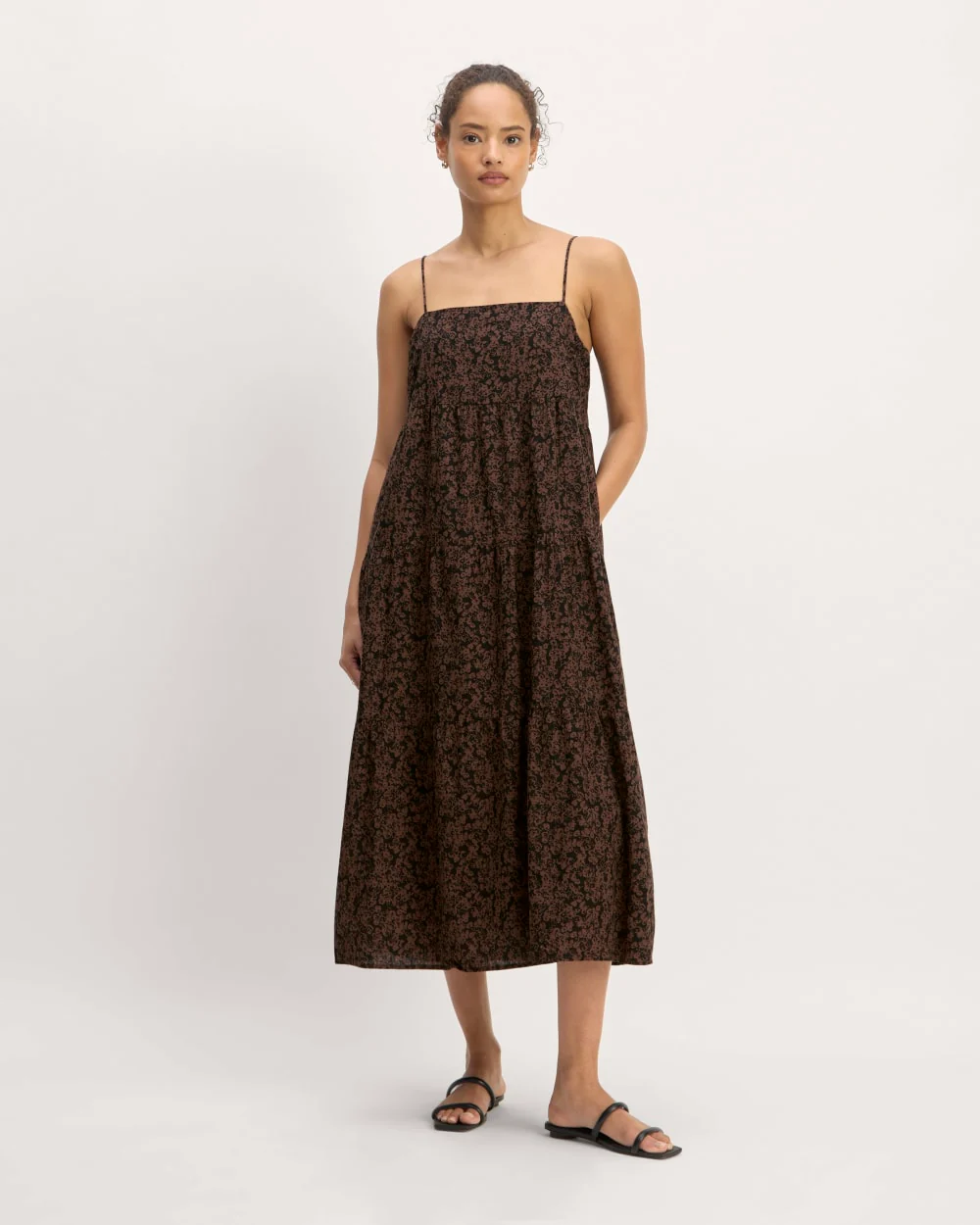 The Gauze Tiered Dress | Black / Cocoa Small Floral