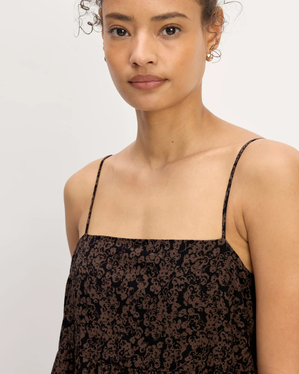 The Gauze Tiered Dress | Black / Cocoa Small Floral - Image 3