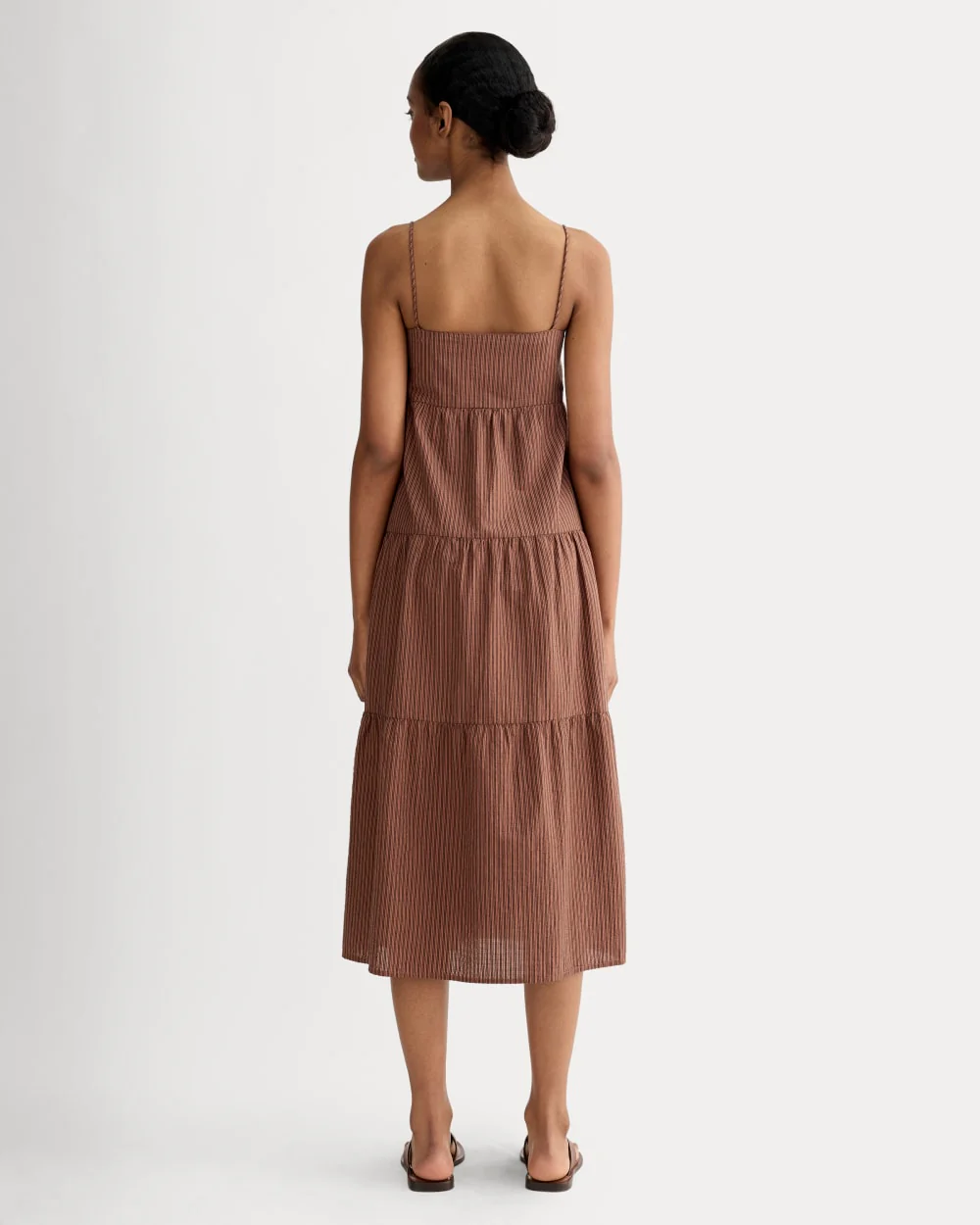 The Gauze Tiered Dress | Carob Brown / Black - Image 3
