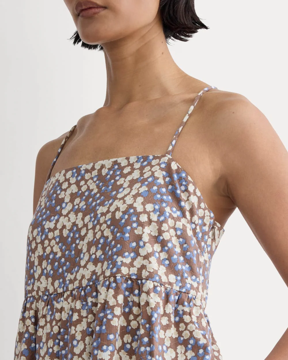 The Gauze Tiered Dress | Mocha Floral - Image 3
