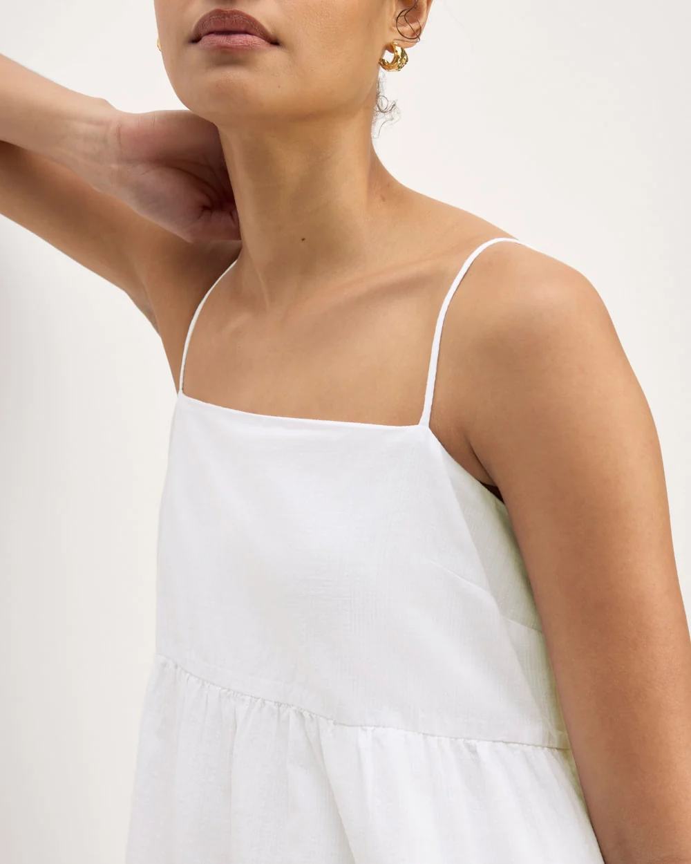 The Gauze Tiered Dress | White - Image 3