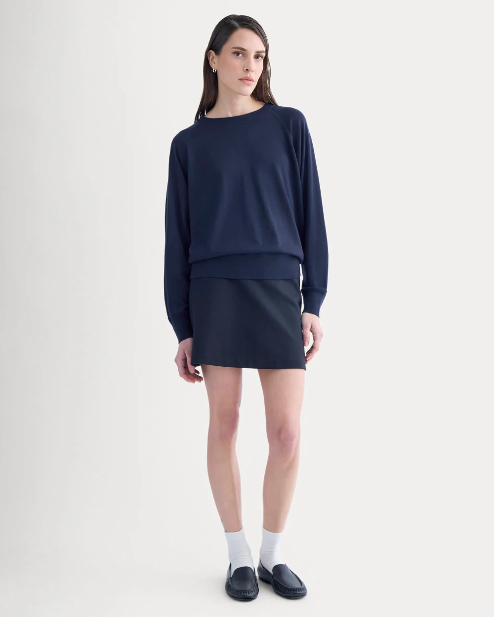 Raglan Sweater in Ultrasoft Merino | Rich Navy - Image 5