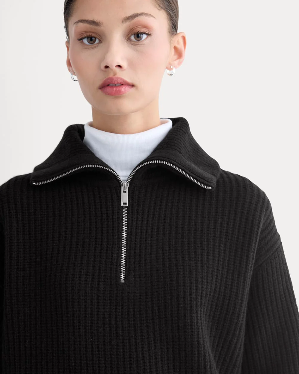The Half-Zip Sweater in Luxe Merino | Black - Image 4