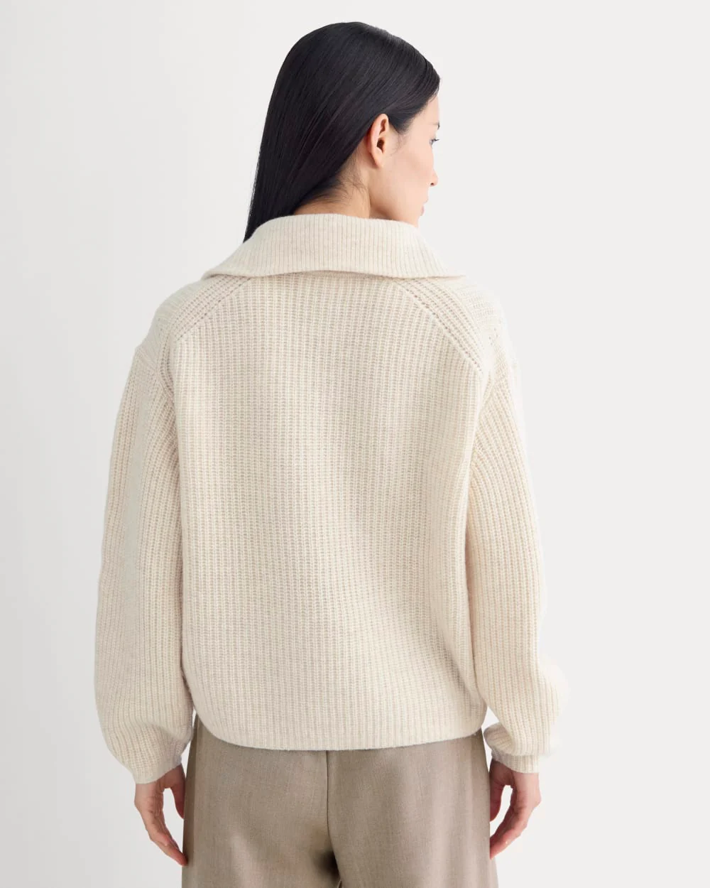 The Half-Zip Sweater in Luxe Merino | Heathered Oat - Image 7