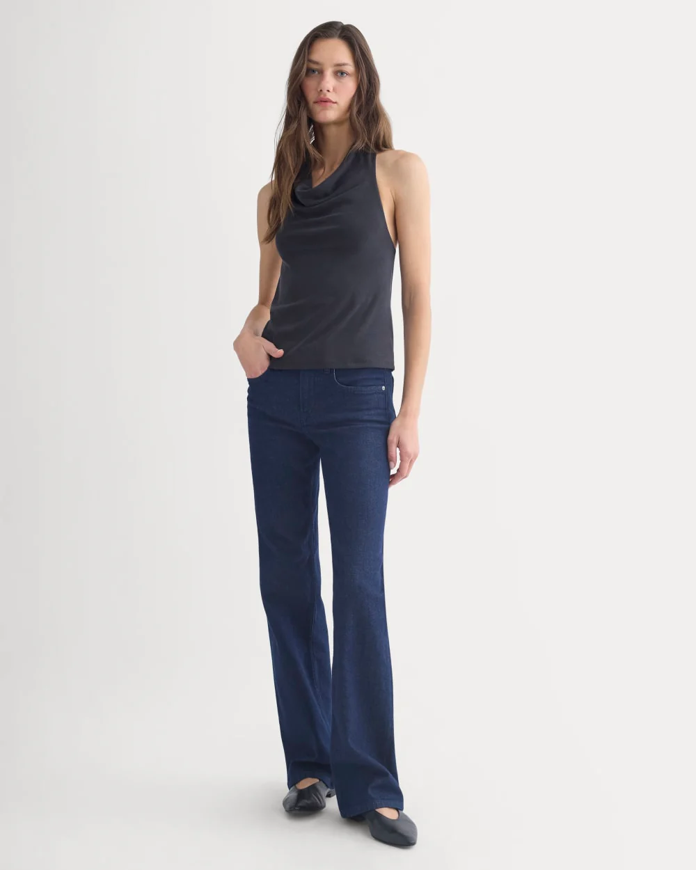 Halter Cowlneck Top in Butterknit | Black - Image 3