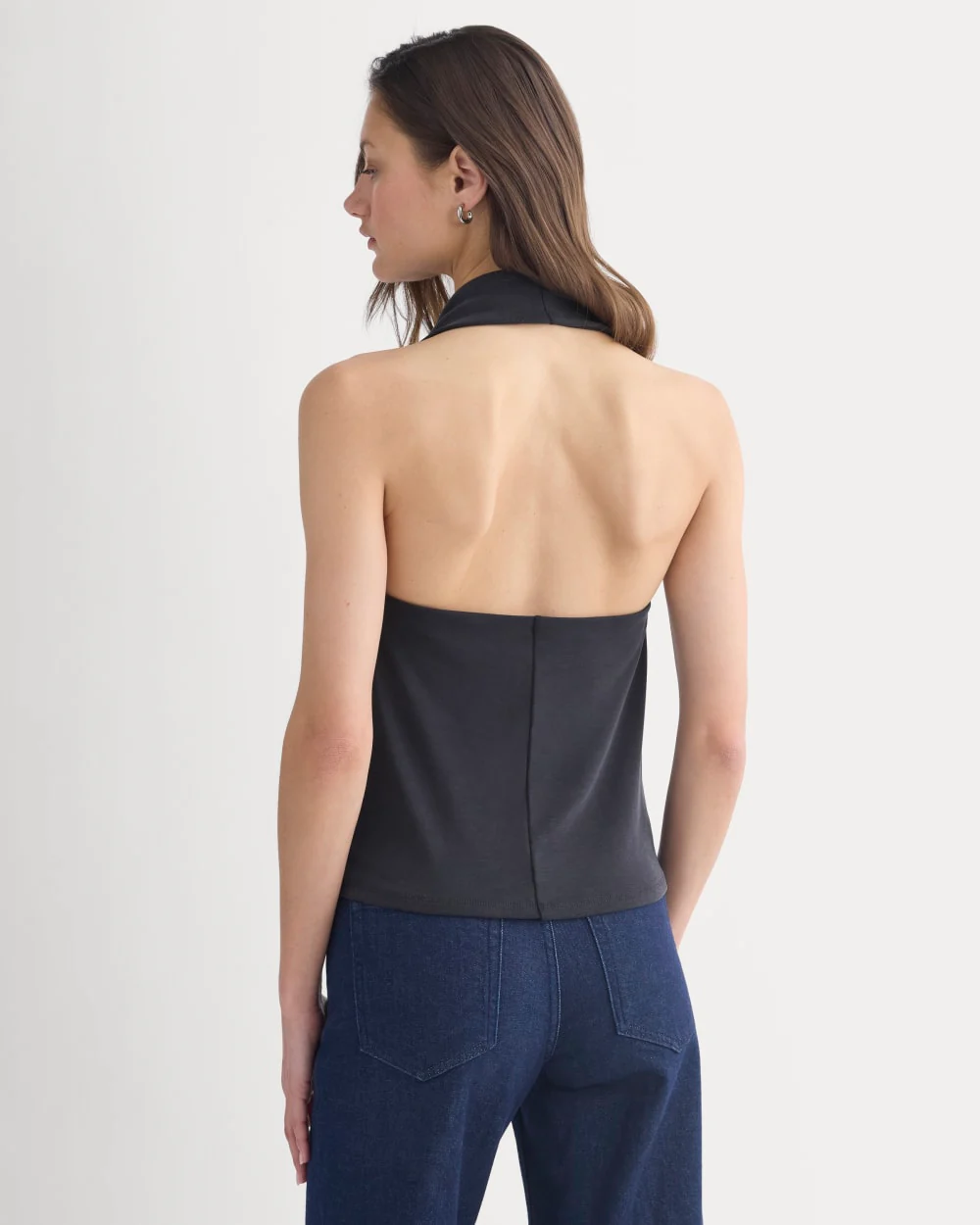 Halter Cowlneck Top in Butterknit | Black - Image 5