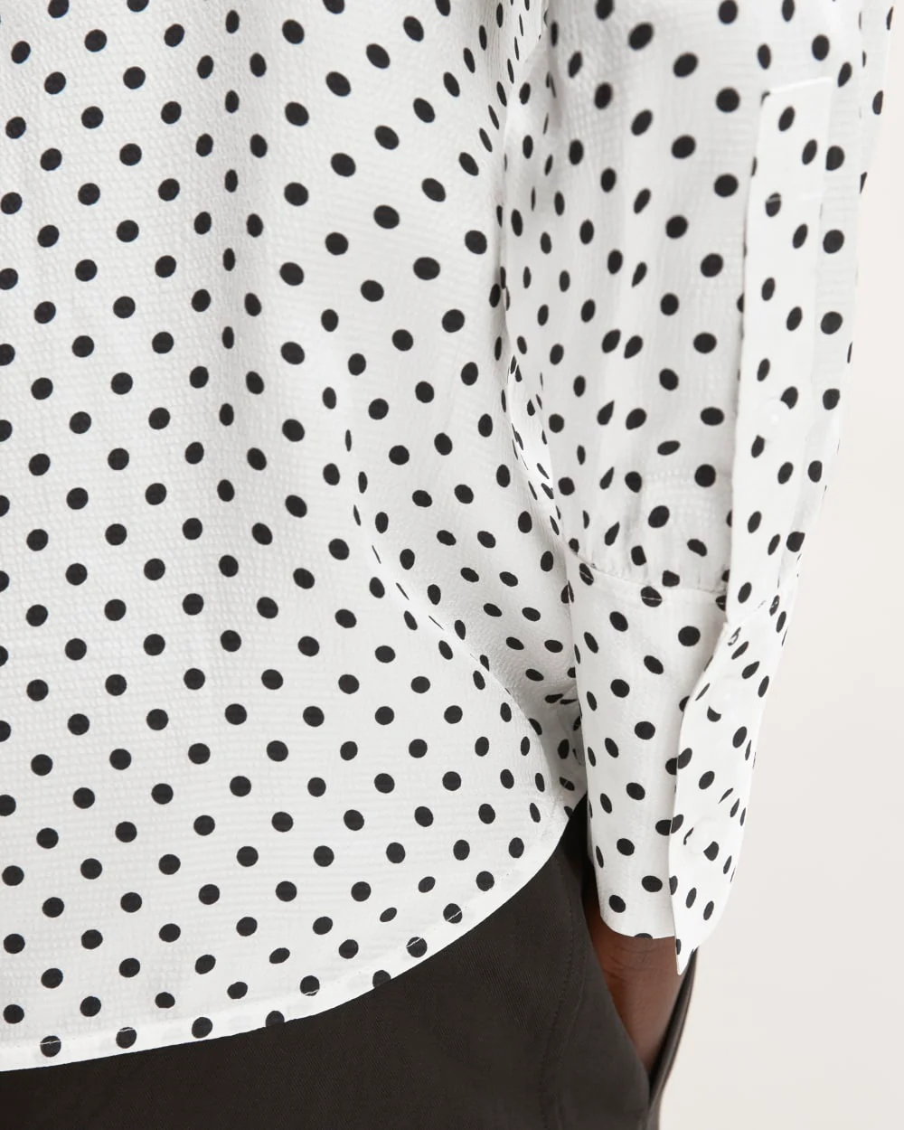 The Hammered Satin Popover Shirt | Bone / Black Polka Dot - Image 5
