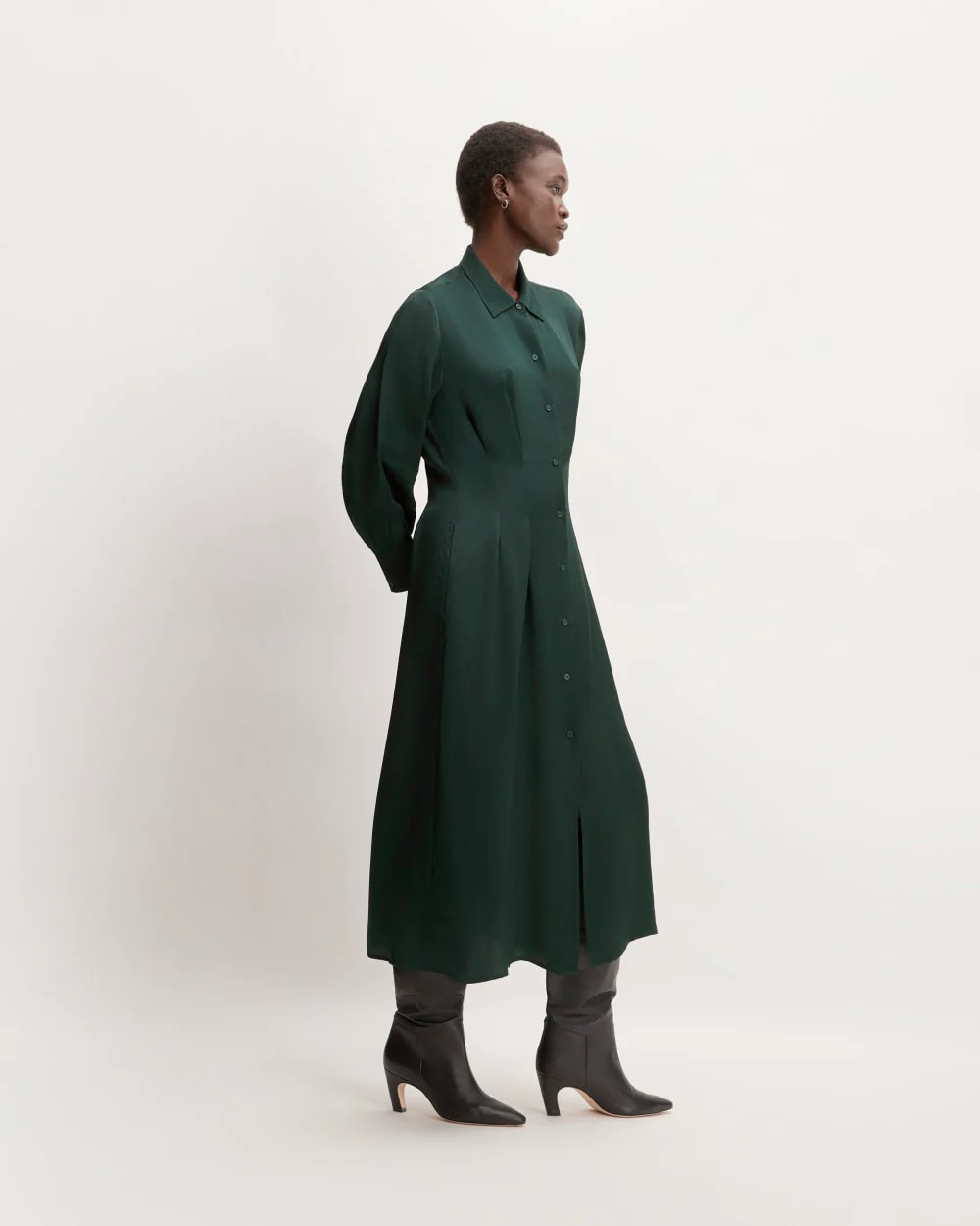 The Hammered Satin Shirt Dress | Scarab - Image 3