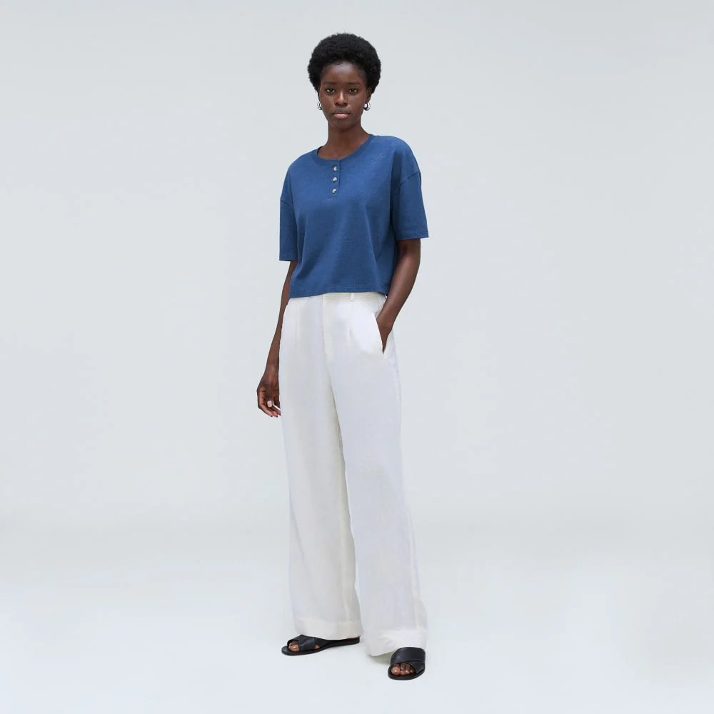 The Vintage Henley Hemp Tee | Deep Blue - Image 6