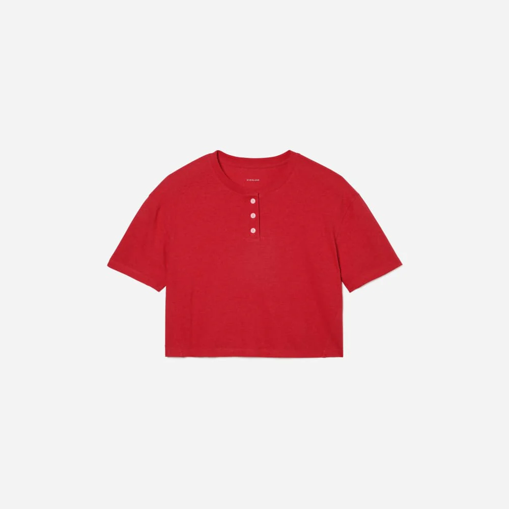 The Vintage Henley Hemp Tee | Goji Berry