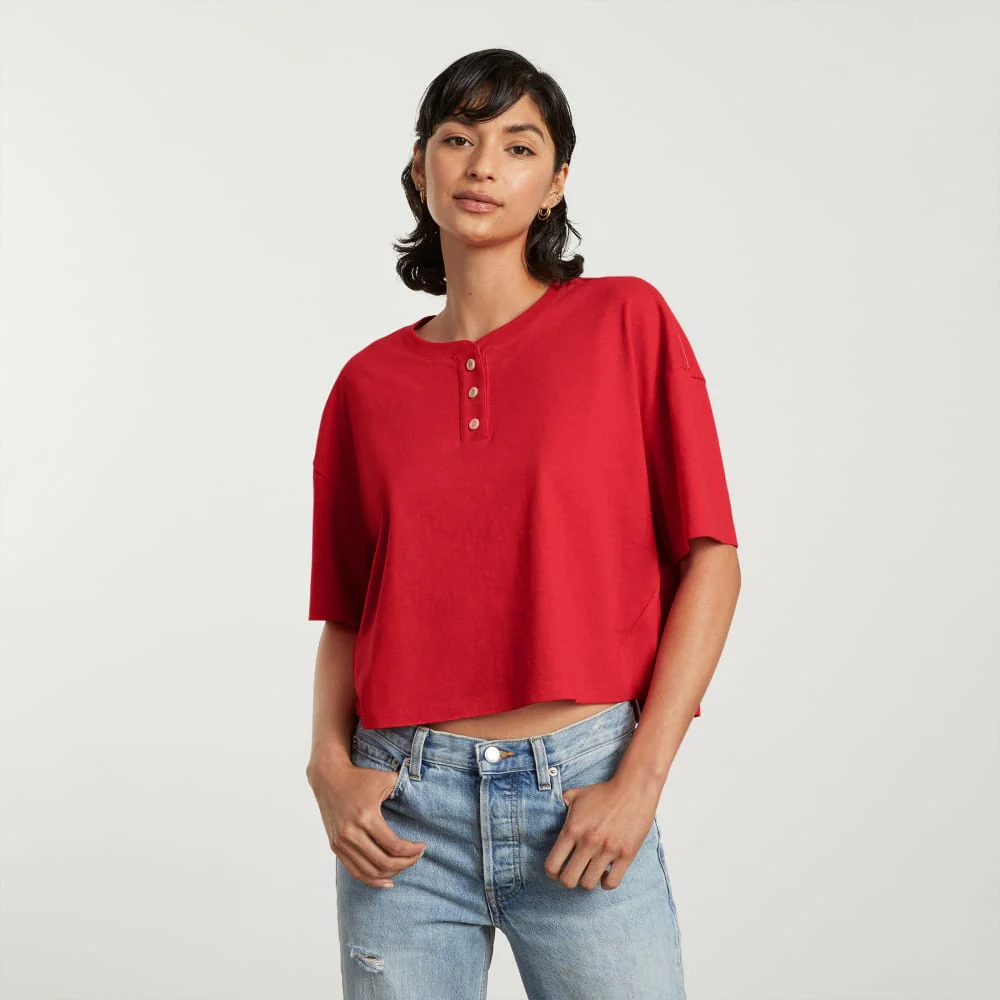 The Vintage Henley Hemp Tee | Goji Berry - Image 2