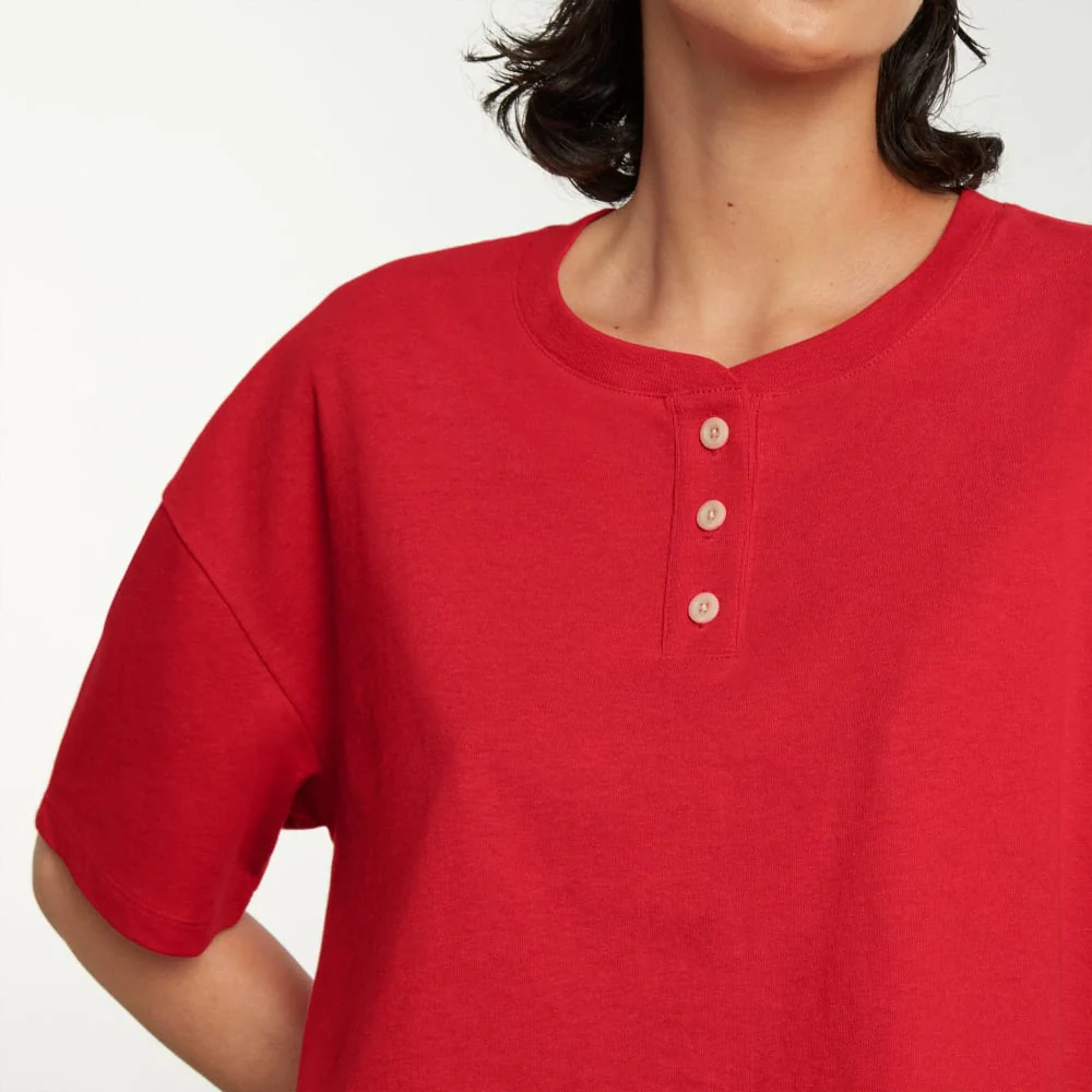 The Vintage Henley Hemp Tee | Goji Berry - Image 4