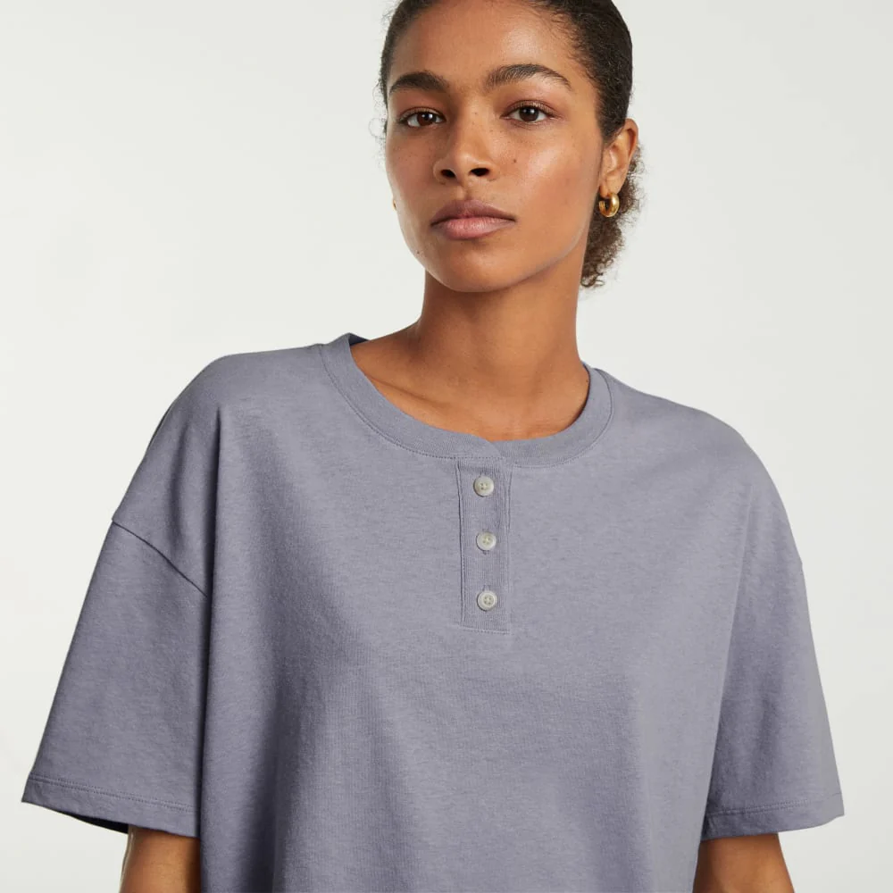 The Vintage Henley Hemp Tee | Lilac Grey - Image 3