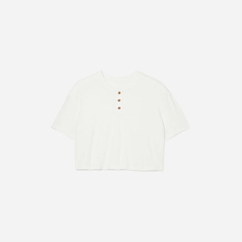 The Vintage Henley Hemp Tee | White