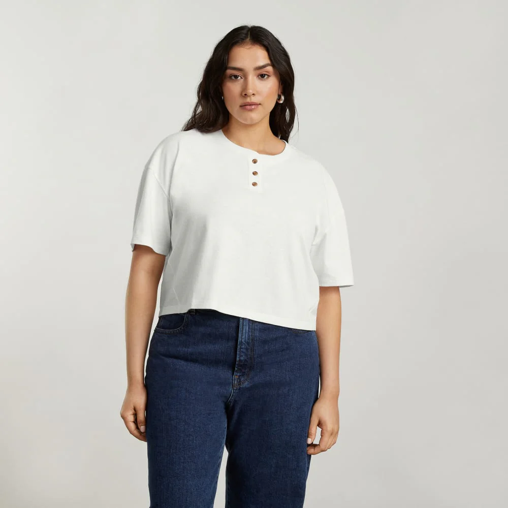 The Vintage Henley Hemp Tee | White - Image 2