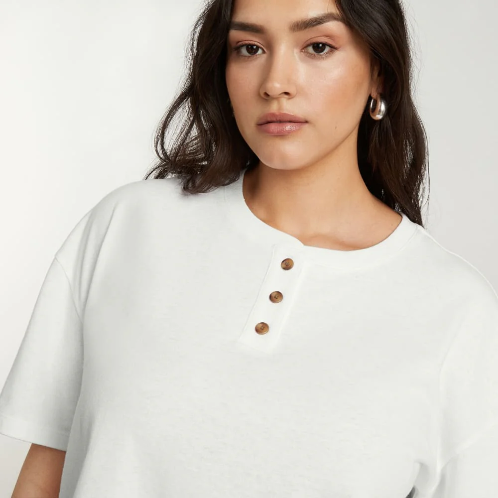 The Vintage Henley Hemp Tee | White - Image 3