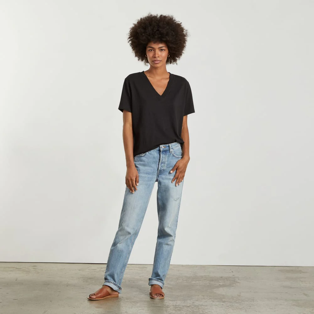 The Vintage V-Neck Hemp Tee | Black - Image 3