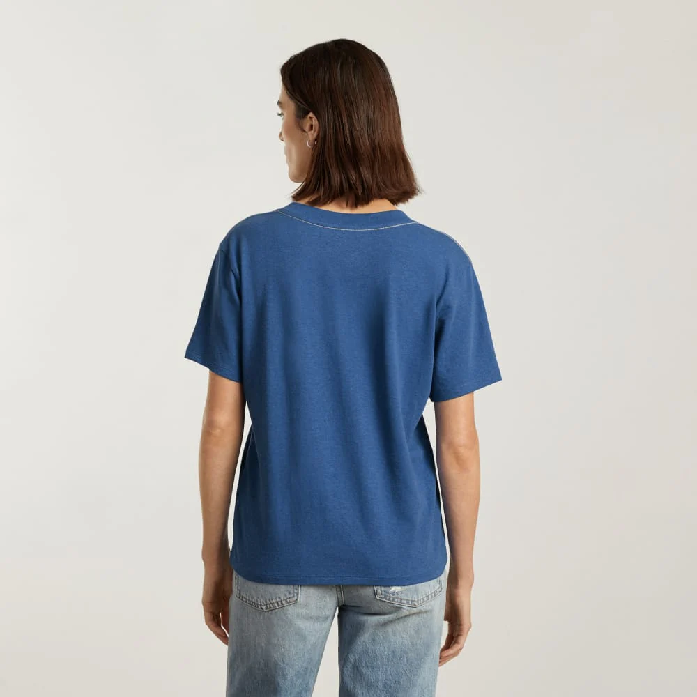 The Vintage V-Neck Hemp Tee | Deep Blue - Image 3