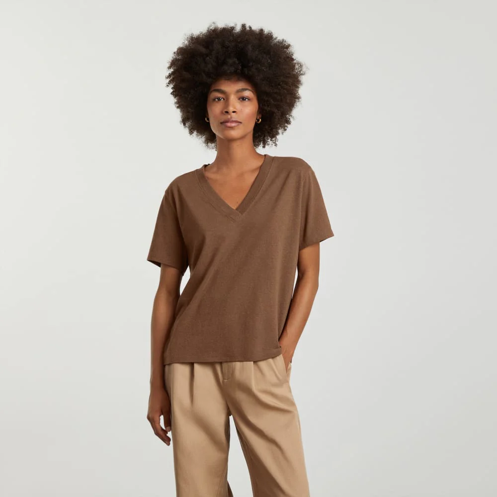 The Vintage V-Neck Hemp Tee | Espresso - Image 2