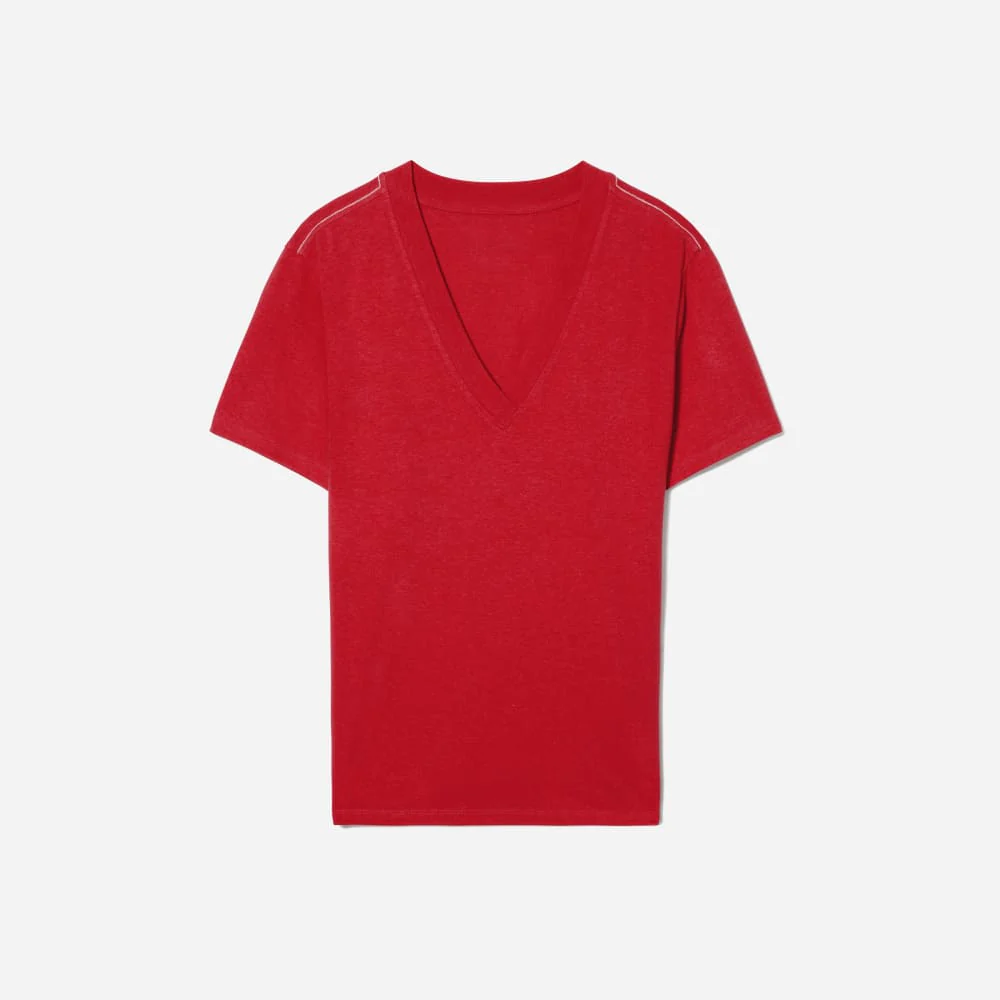 The Vintage V-Neck Hemp Tee | Goji Berry