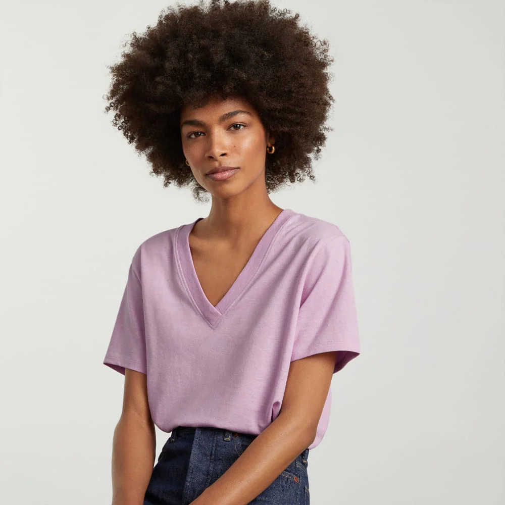 The Vintage V-Neck Hemp Tee | Lilac - Image 5