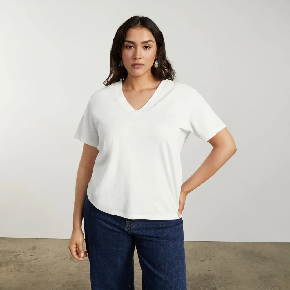 The Vintage V-Neck Hemp Tee | White - Image 2