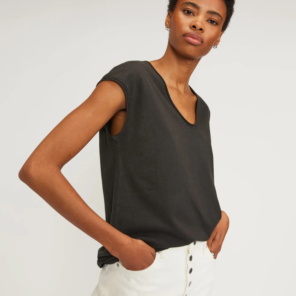 The Hemp Scoop-Neck Muscle Tee | Black - Image 4