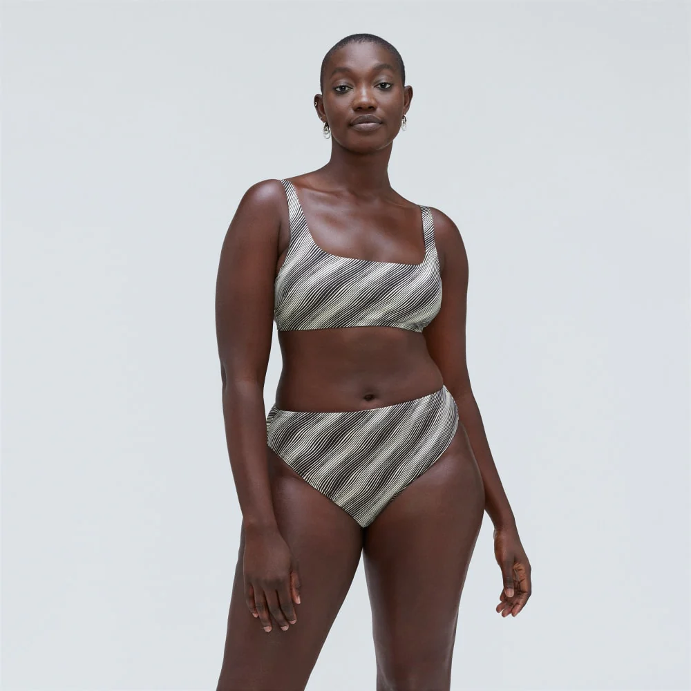 The High-Rise Cheeky Bikini Bottom | Black / Canvas - Image 3
