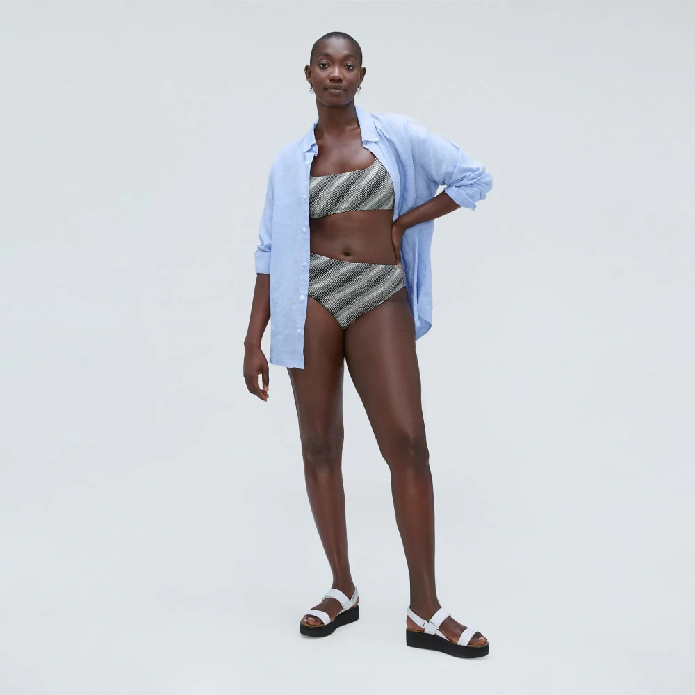 The High-Rise Cheeky Bikini Bottom | Black / Canvas - Image 6